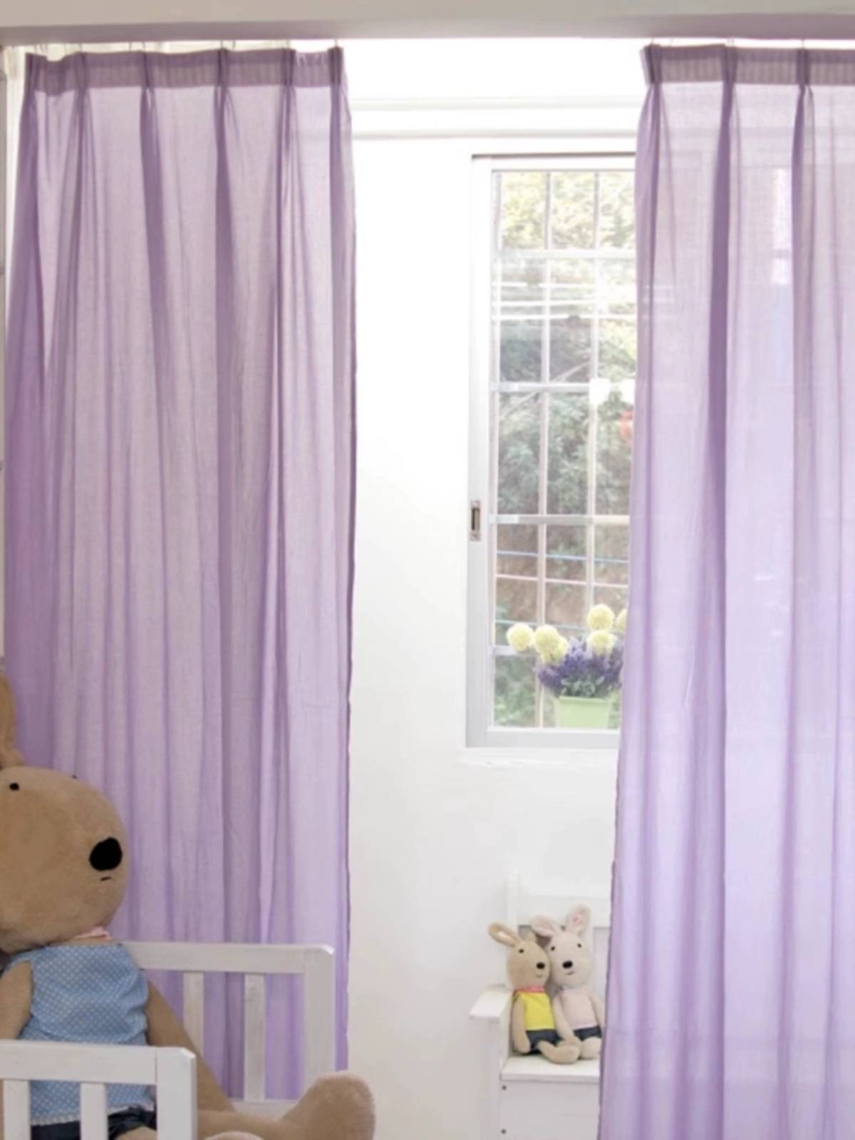 Korean style light purple cotton gauze odorless partition curtain customization