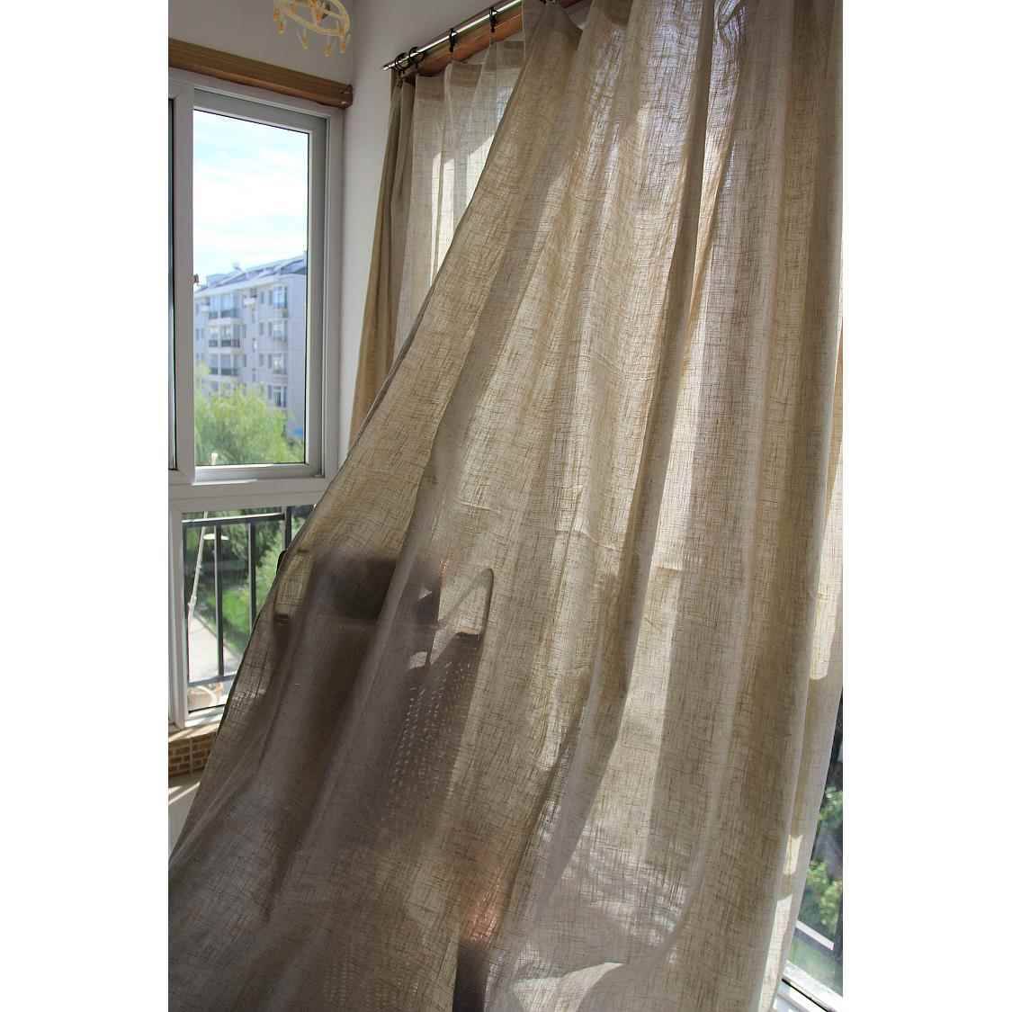 Clear linsea curtain finished shading hemp cloth can customize landing hook -through -rod study bedroom guests
