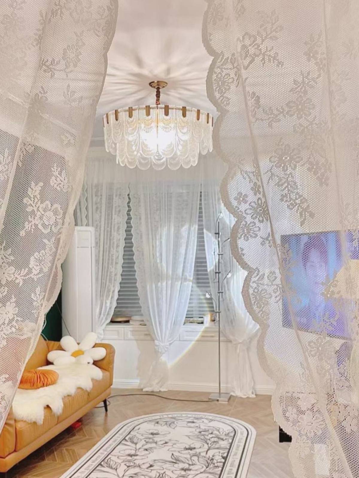 Wave lace screen curtain curtain half curtain
