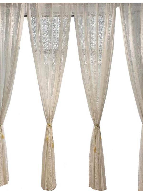 Guru's hollow curtain simplicity linking rod transmittance of light -transmitted screen bay window living room hook needle literary lace window screen
