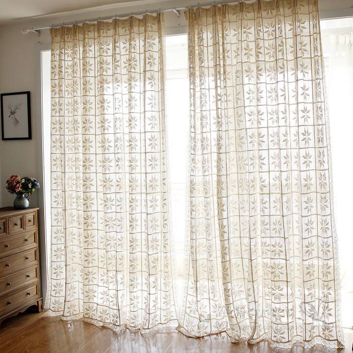 Maple Leaf American Village Hollow Cotton Well Product Customs Customized Passing Curse Roman Curtain Baying window Window Show