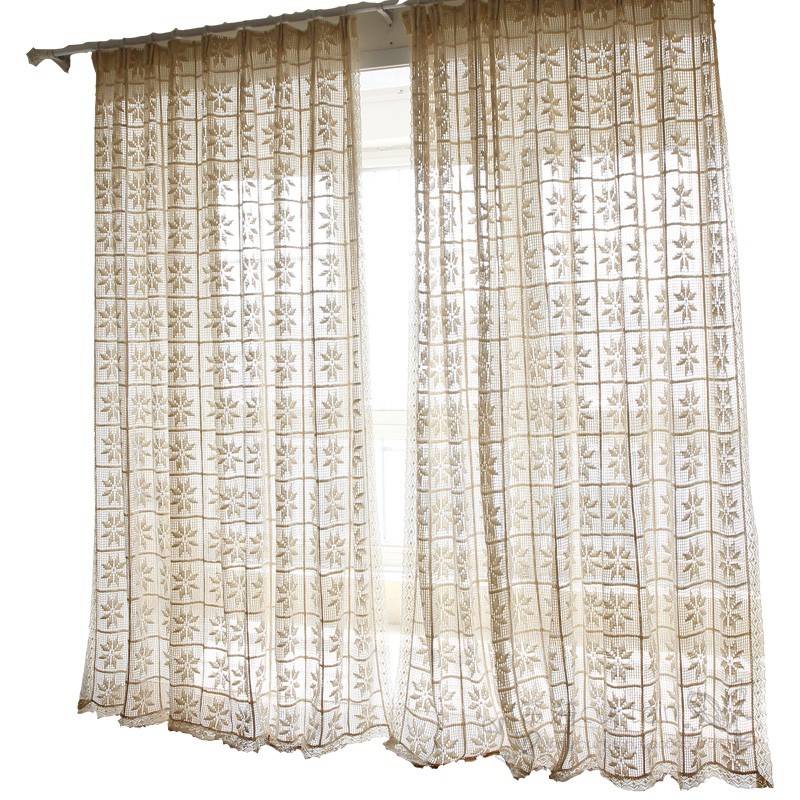 Maple Leaf American Village Hollow Cotton Well Product Customs Customized Passing Curse Roman Curtain Baying window Window Show