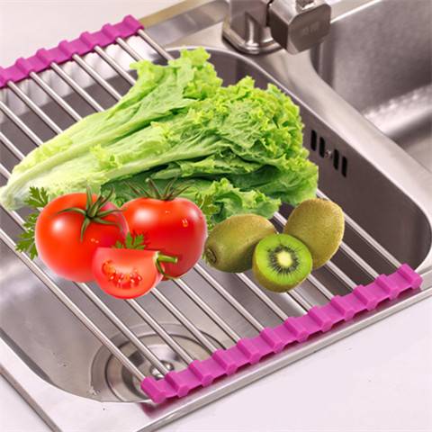 Stainless Steel Dripper Silicone Silicone Folding Bowl Separate Display Boiler Washing Disan Sink Washing Shelf Bowls Stretching Kitchen