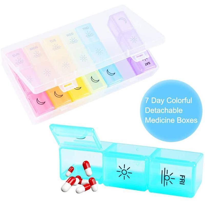 Explosive genuine 21 -grid colorful one -week medicine box portable home tourist pills storage pill box