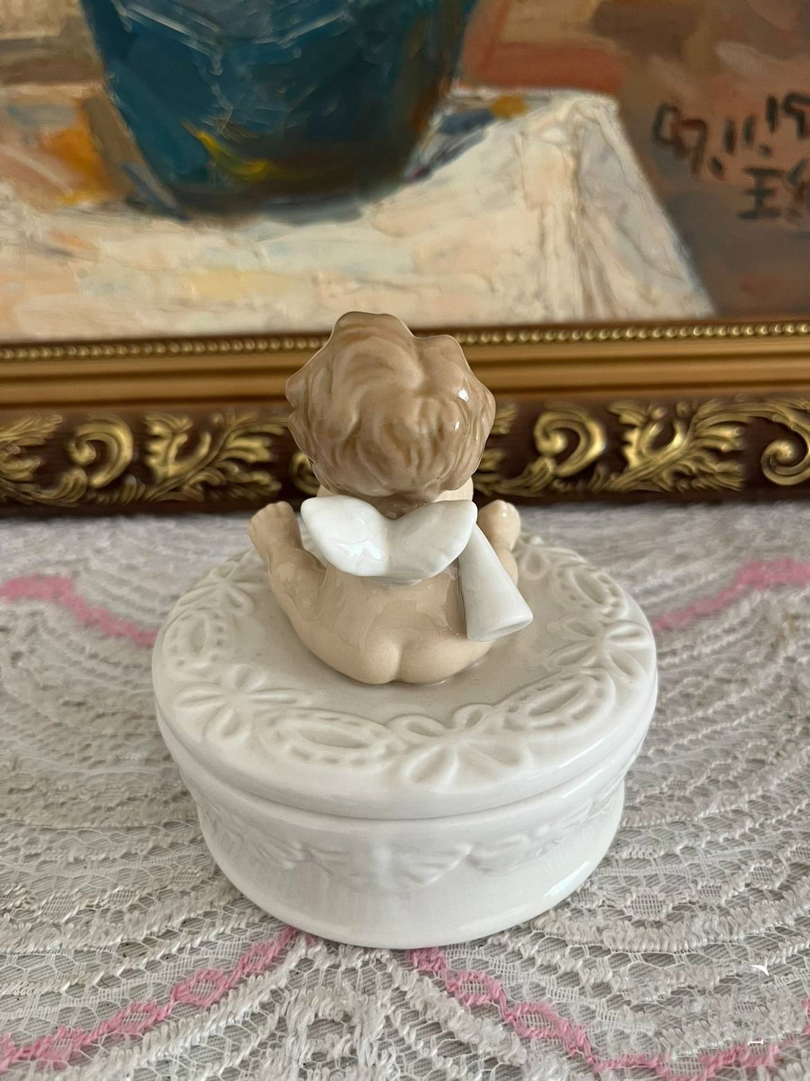 Ceramic angel jewelry box storage, orphan sample