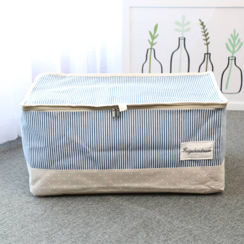 Navy Blue INS Nordic cotton and hemp, quilt, debris storage basket underwear organic waterproof zipper storage box