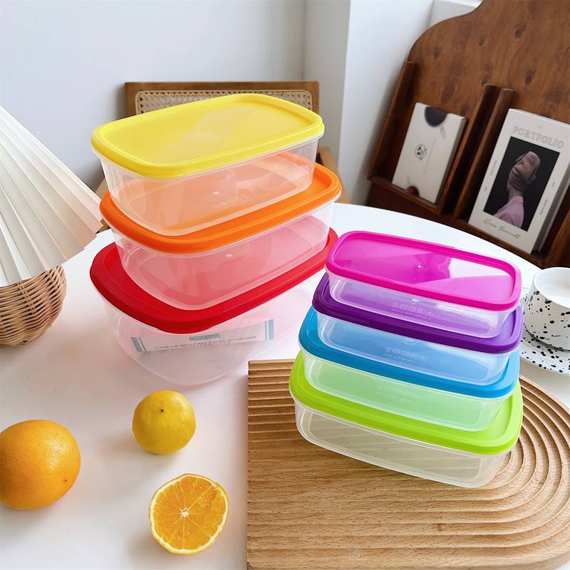 High -quality Rainbow Fresh Box Food Grade PP Material Food, Fruit and Vegetable Microwave refrigerator storage seven -piece set