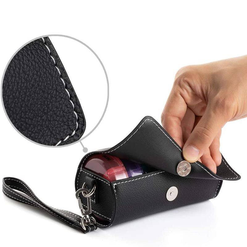Hot -selling AMPM twice a day large pills storage box Pu leather box round tourism 7 -day pharmac can be customized