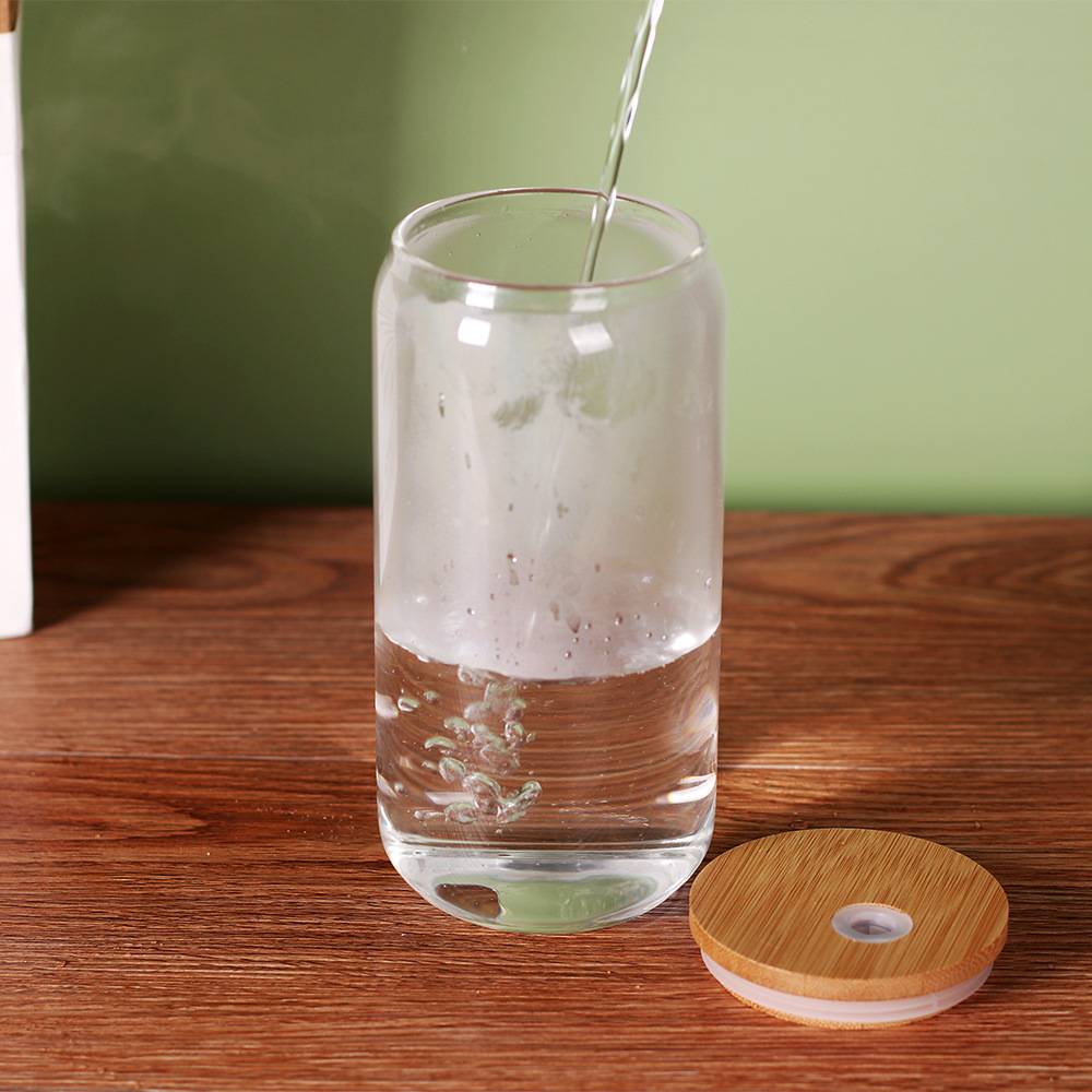 A large amount of high -boron bamboo lids straw cup storage sealing tank high borosilic silicon glass heat resistance and thickness
