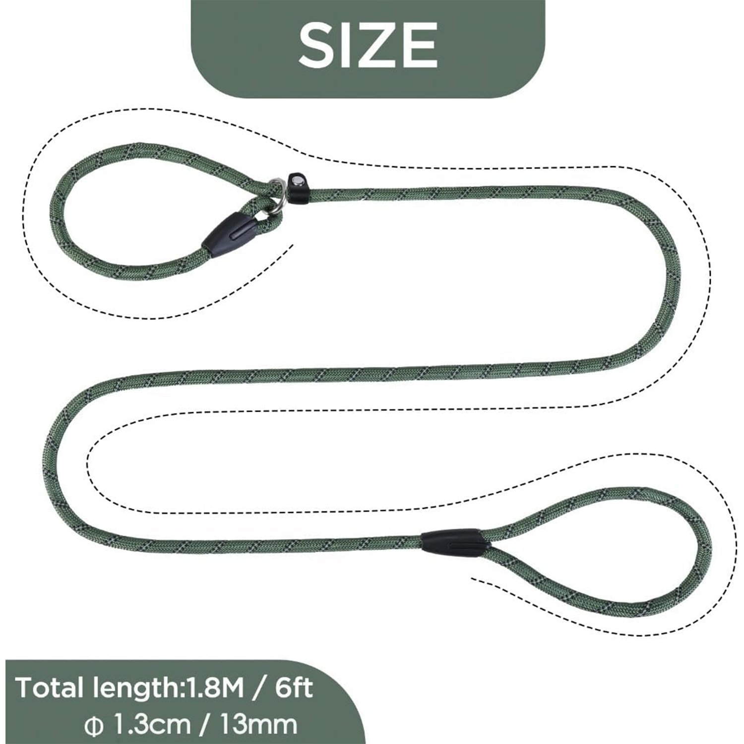 Reflective Durable Nylon Lead Dog Leash Heavy Duty Dog Loop Slip Leash Strong Rope explosion-proof dog traction P rope Pet leash