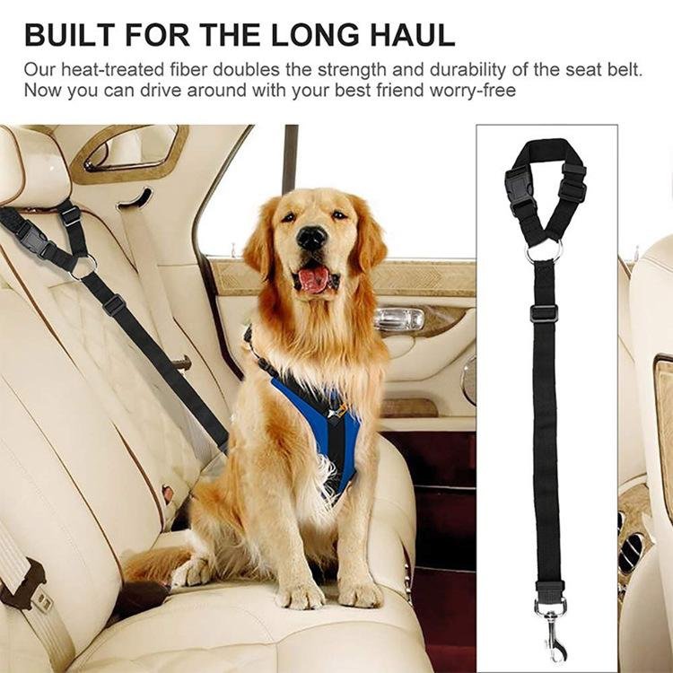 Customized Adjustable Dog Seat Belt Reflective Dog Car Retractable Elastic Reflective Belt Dog Bungee Leash