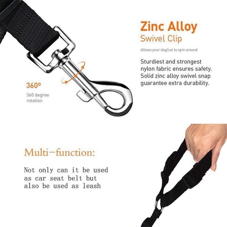 Customized Adjustable Dog Seat Belt Reflective Dog Car Retractable Elastic Reflective Belt Dog Bungee Leash