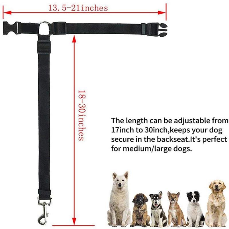 Customized Adjustable Dog Seat Belt Reflective Dog Car Retractable Elastic Reflective Belt Dog Bungee Leash