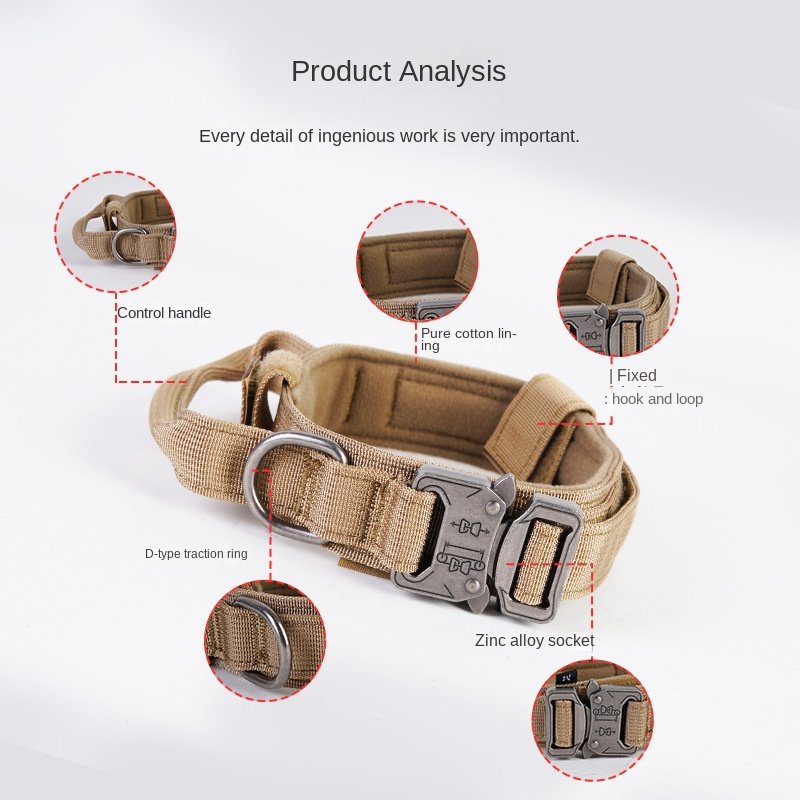 Tactical Dog Collar Nylon Adjustable Pet Outdoor Products Dog Neck Collar Large and Medium Training Dog Traction Rope