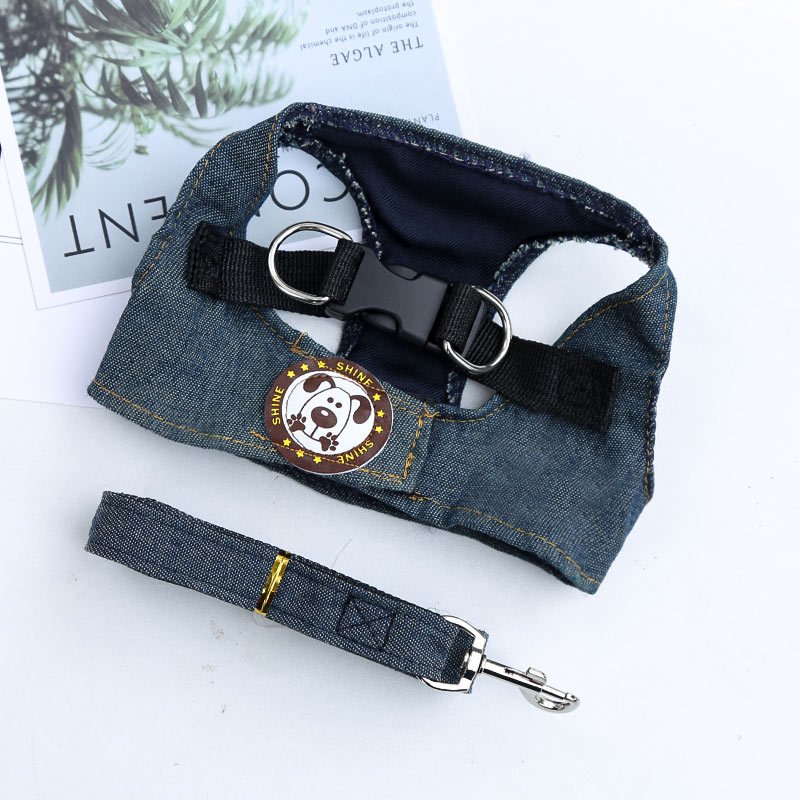 Fashionable pet vest-style chest strap adjustable telescopic dog leash collar for cats and dogs