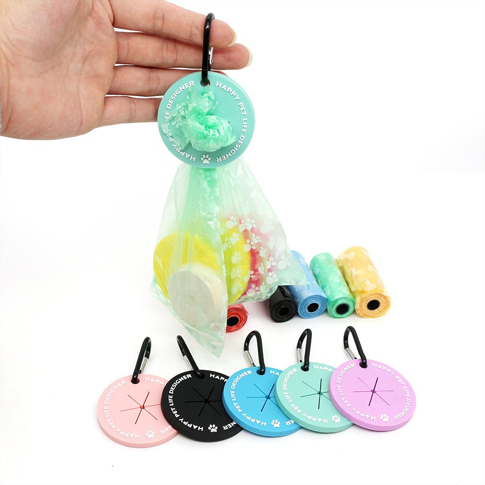 New Portable Pet Dog poop loop bag biodegradable custom logo silicone Pet dog cat poop poop bags holder