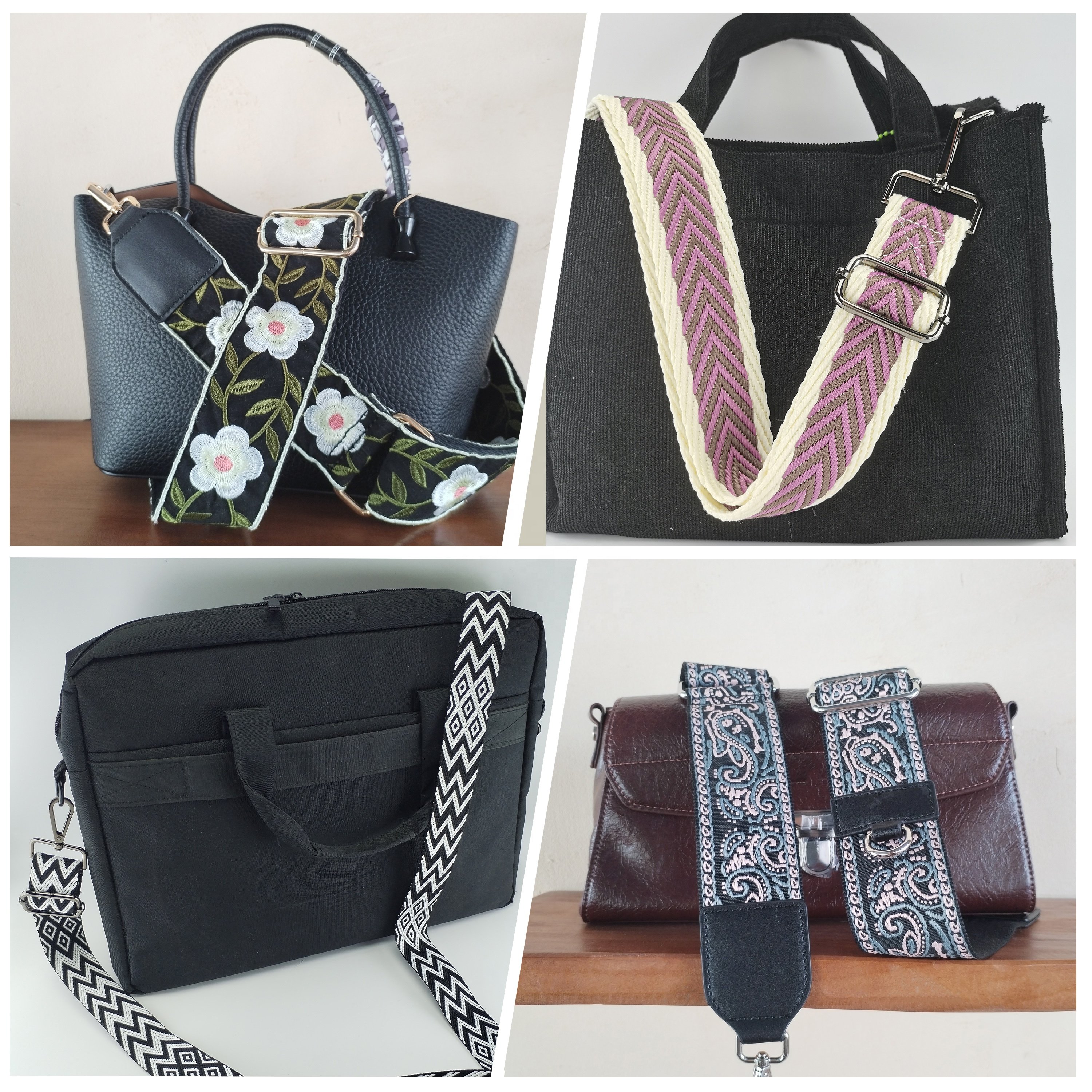 Factory Wholesale Customised Fashion jacquard webbing 5cm embroidered straps For bags handbags guitar straps pet leashes