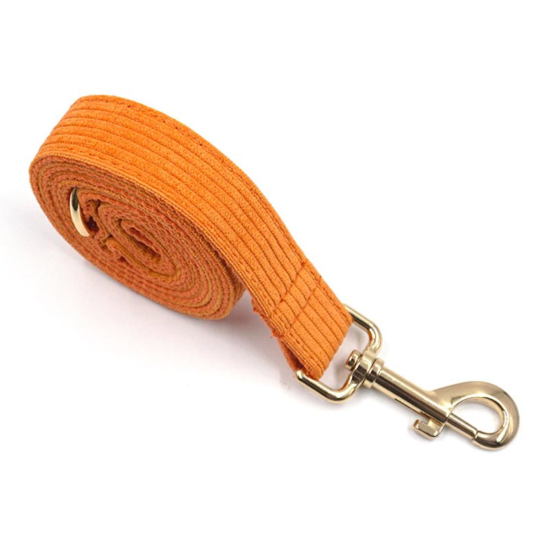 Velvet Corduroy Dog Collar and Leash Set with Super Cute Pop Bag for Dog Walking and Training