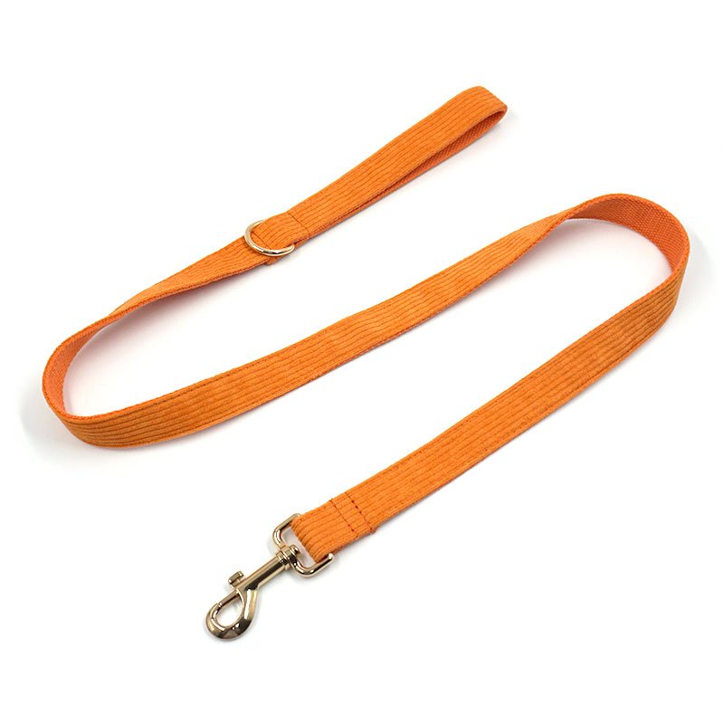 Velvet Corduroy Dog Collar and Leash Set with Super Cute Pop Bag for Dog Walking and Training