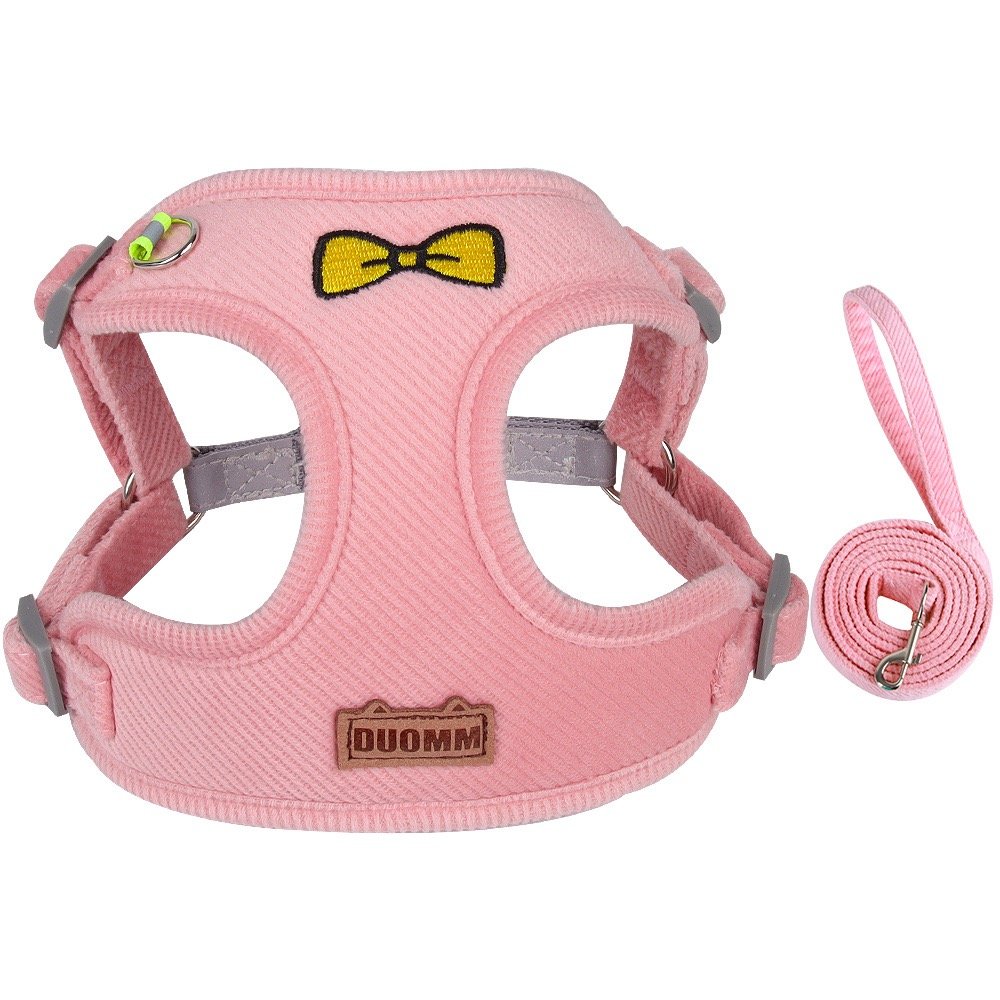 New Arrival Vest Style Harness Comfortable Fabric Walking Rope Collar Polyester Mesh For Dog And bow Traction Rope