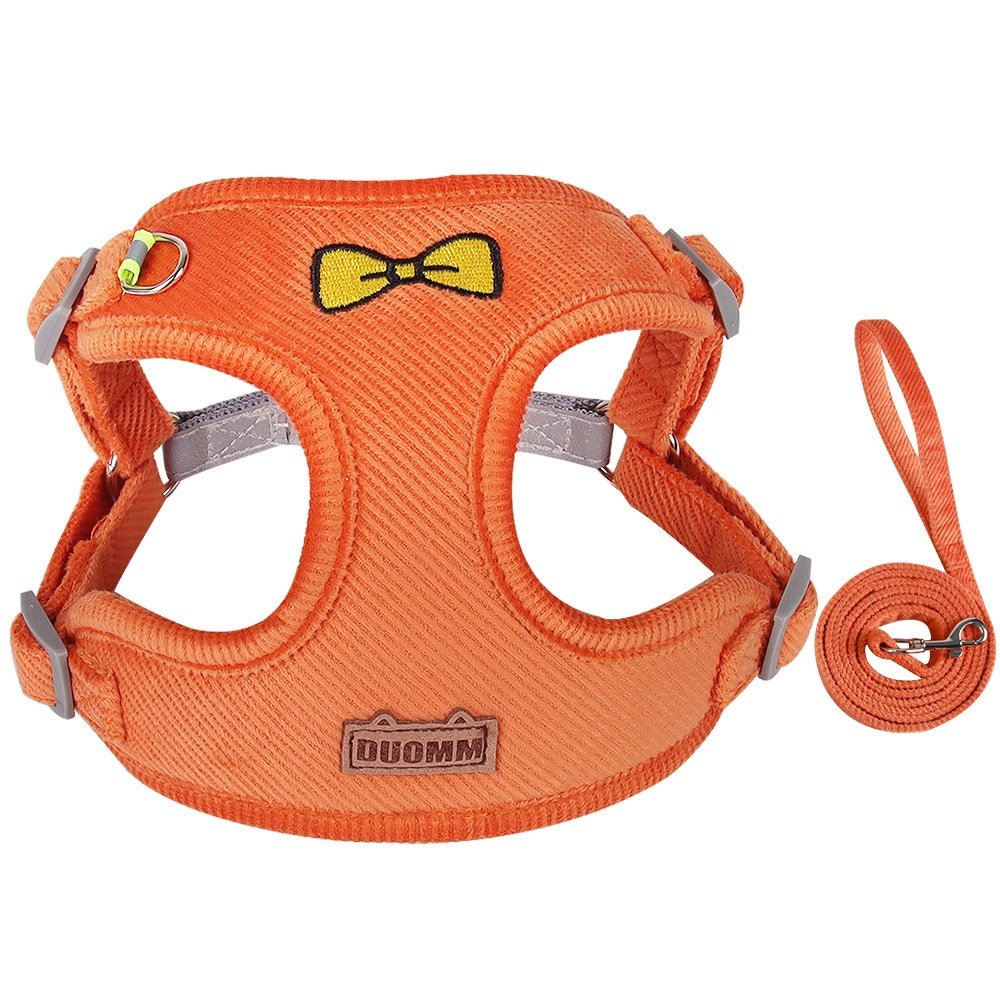 New Arrival Vest Style Harness Comfortable Fabric Walking Rope Collar Polyester Mesh For Dog And bow Traction Rope