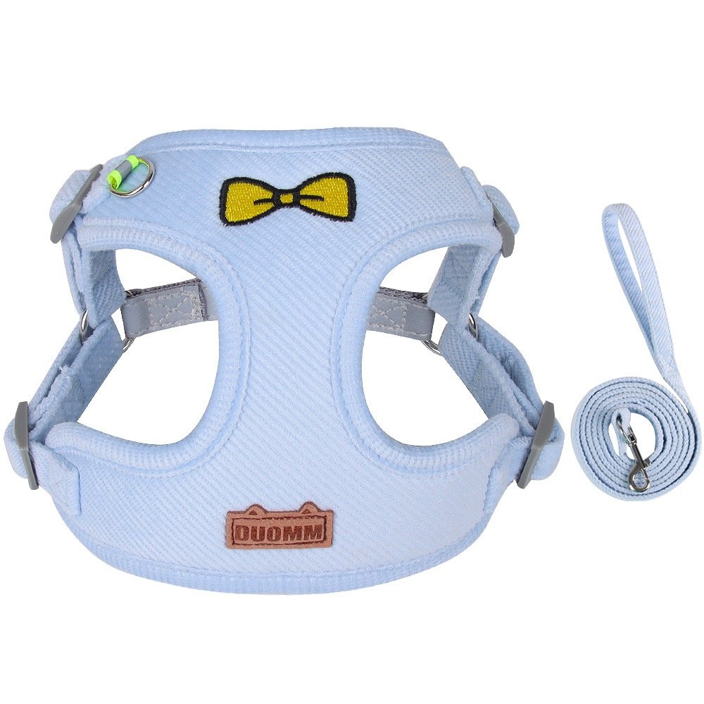 New Arrival Vest Style Harness Comfortable Fabric Walking Rope Collar Polyester Mesh For Dog And bow Traction Rope