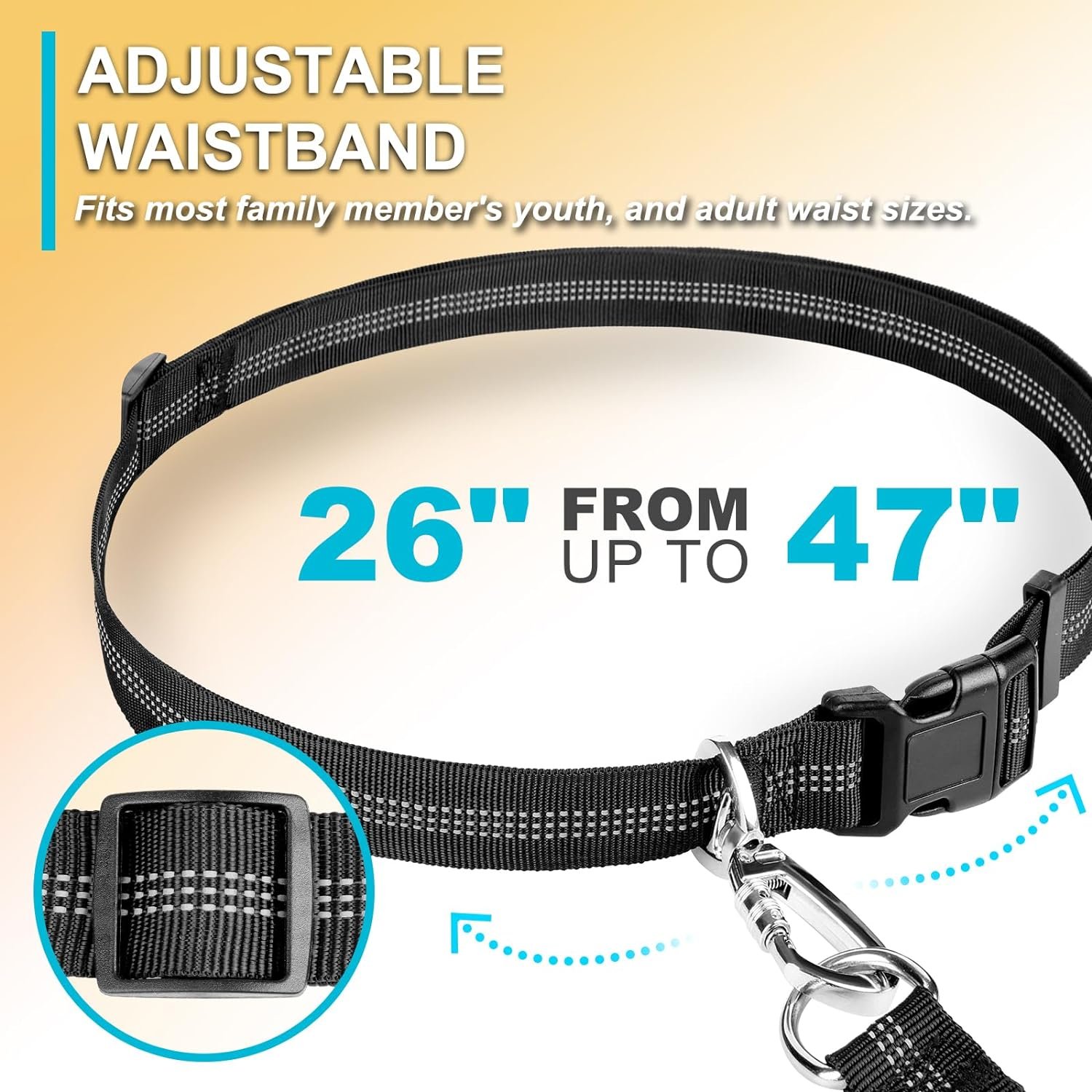 Hands Free Dog running Leash Reflective Bungee strap Heavy Duty Leash with Adjustable Waist Belt control handle