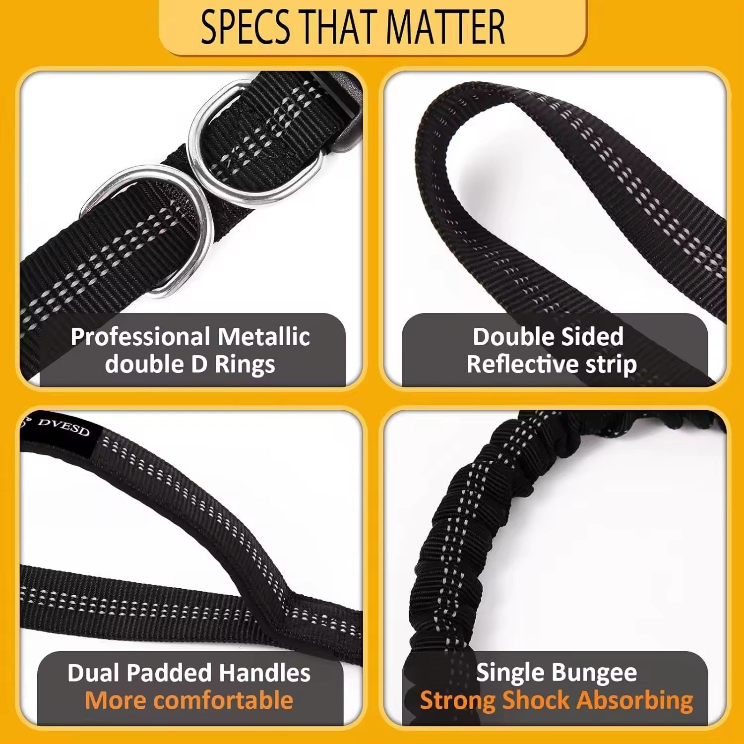 Hands Free Dog running Leash Reflective Bungee strap Heavy Duty Leash with Adjustable Waist Belt control handle