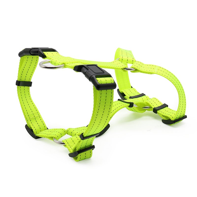 H-Style Adjustable Dog Safety Harness Set Breakaway & Reflective Features Durable Nylon Plastic Neon Orange for Outdoor Use