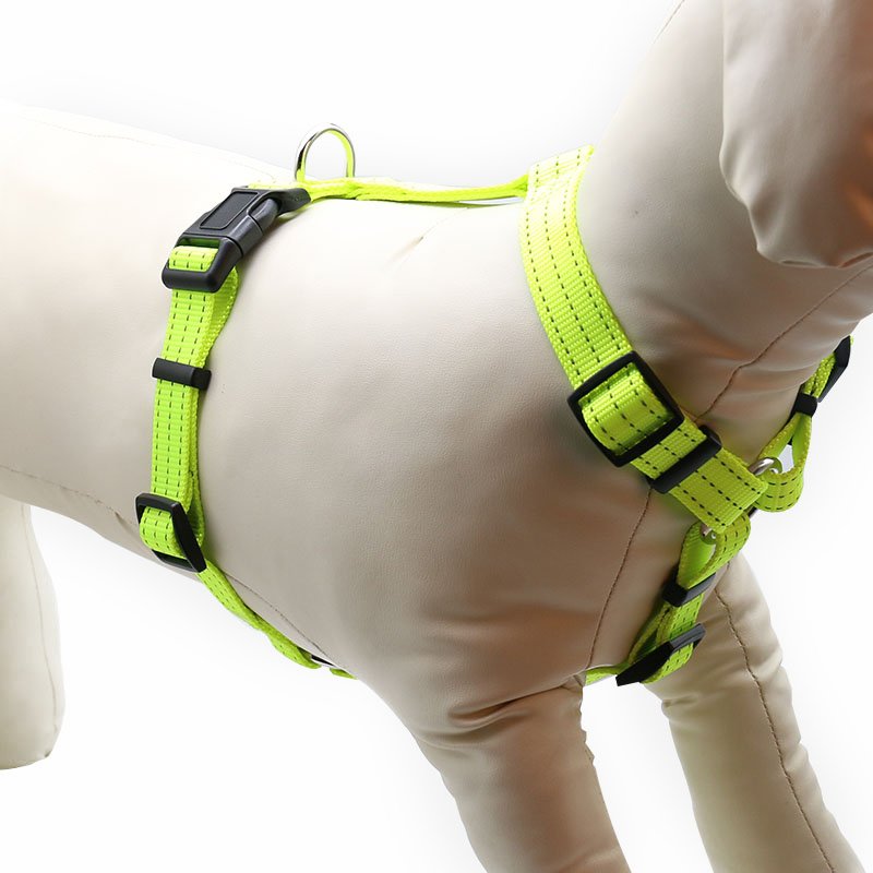 H-Style Adjustable Dog Safety Harness Set Breakaway & Reflective Features Durable Nylon Plastic Neon Orange for Outdoor Use