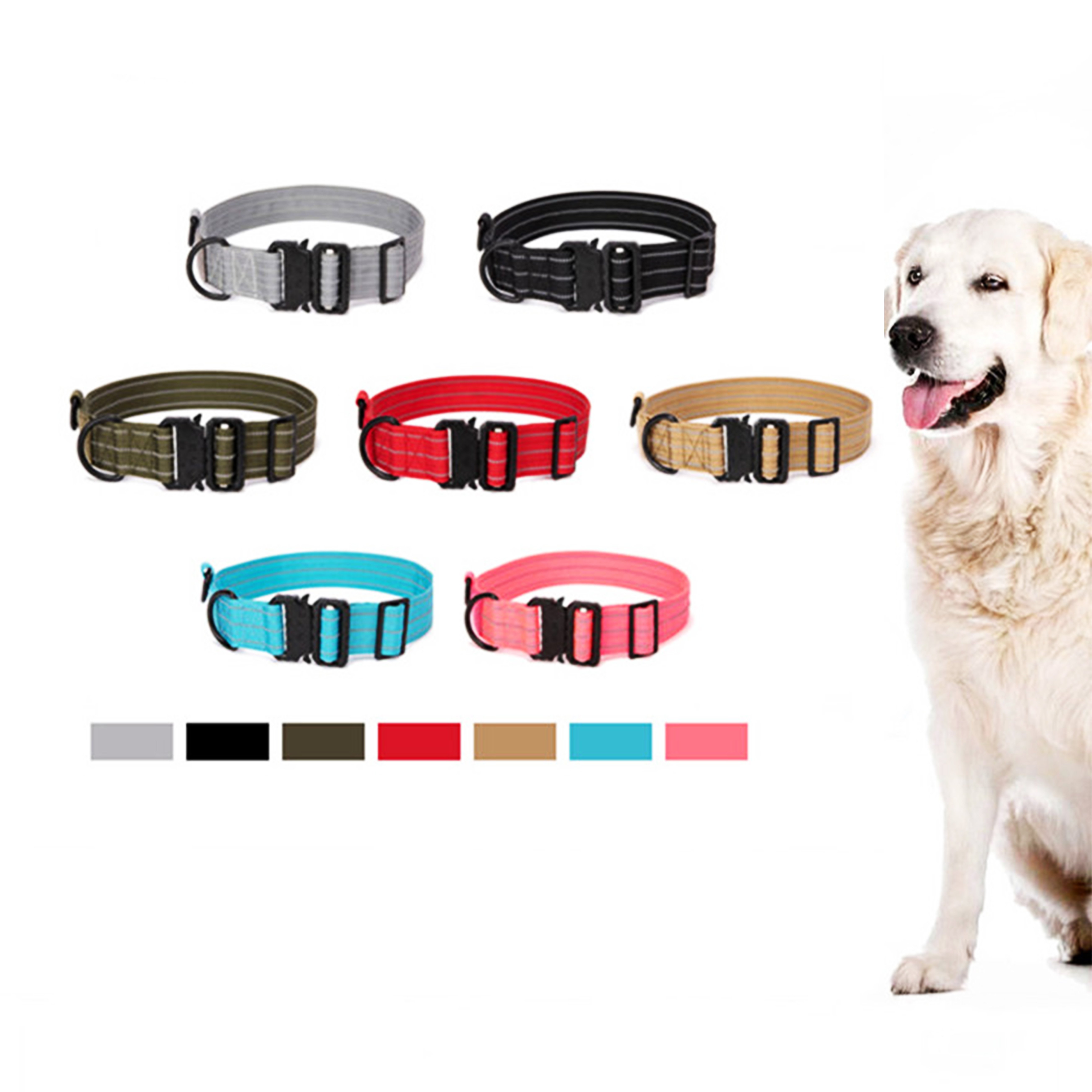 Custom tactical design pet dog lead other retractable heavy duty collar de perro Hundehalsband training big dog collar