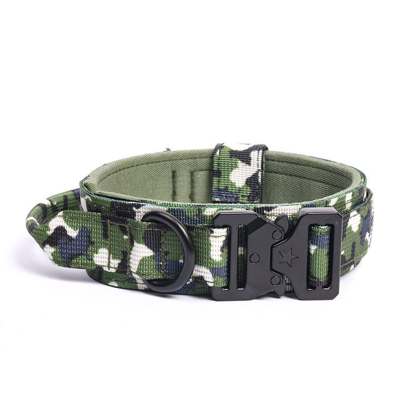 Heavy Duty Pet Apparel Multi-color Adjustable Outdoor Tactical Dog Collar With Metal Buckle For Medium and Large Dogs