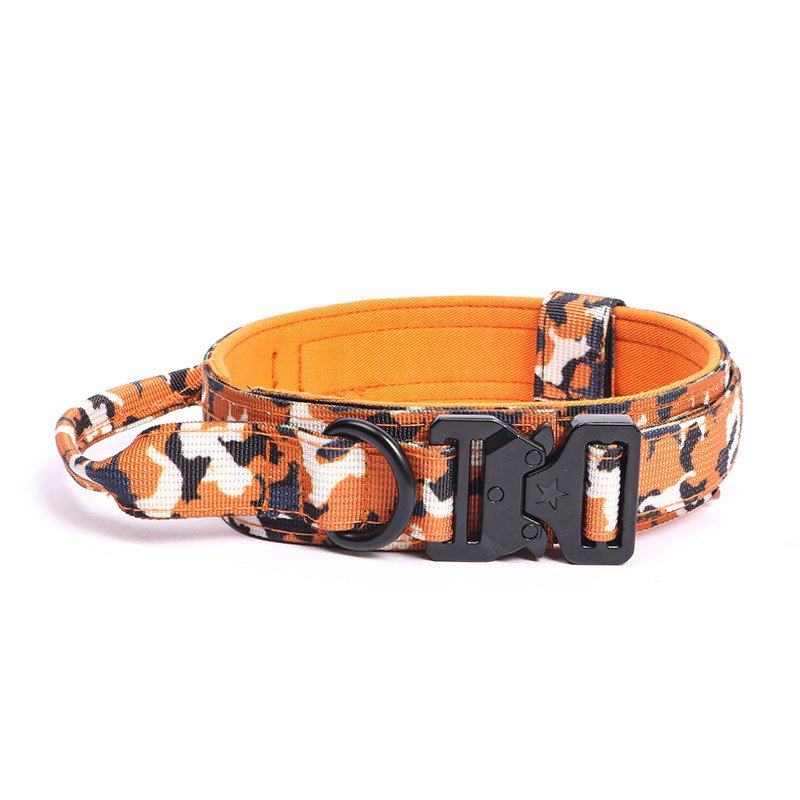 Heavy Duty Pet Apparel Multi-color Adjustable Outdoor Tactical Dog Collar With Metal Buckle For Medium and Large Dogs