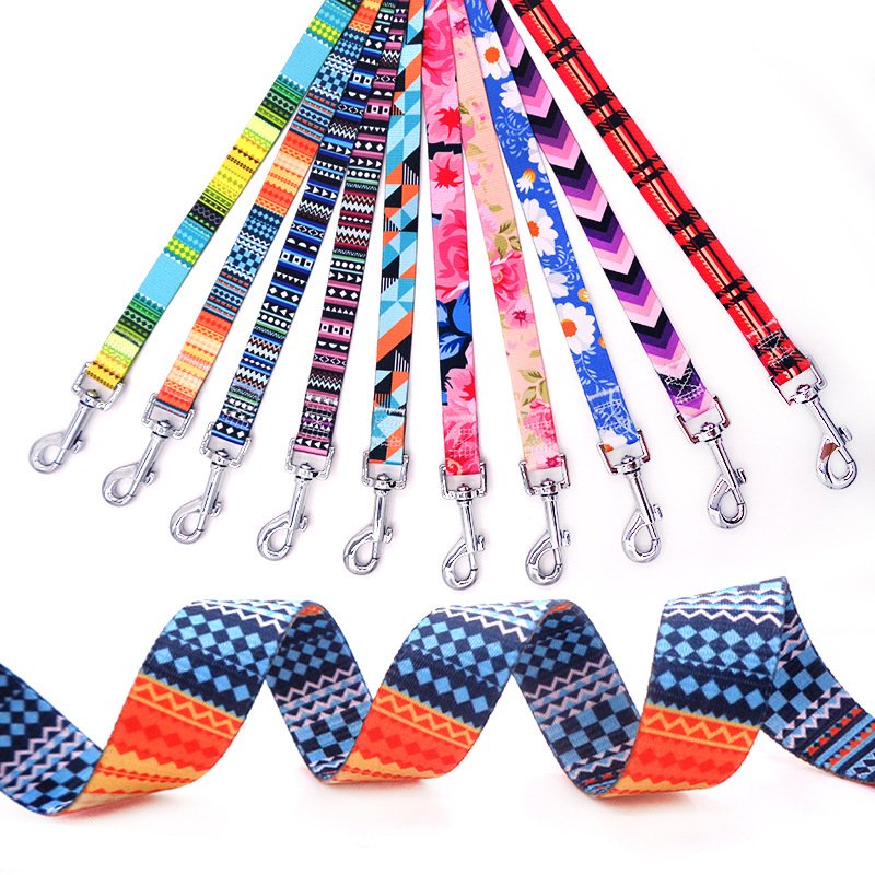 Custom Logo Digital printed Dog Collar with Bohemia Floral Tribal Geometric Patterns Adjustable Pet Collars Cheap dog Collar