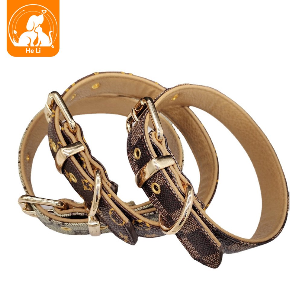 High Quality Designer Luxury Leather Dog Collars Comfortable Durable Universal Pet Collar Soft Heavy Duty Cat Dog Collar