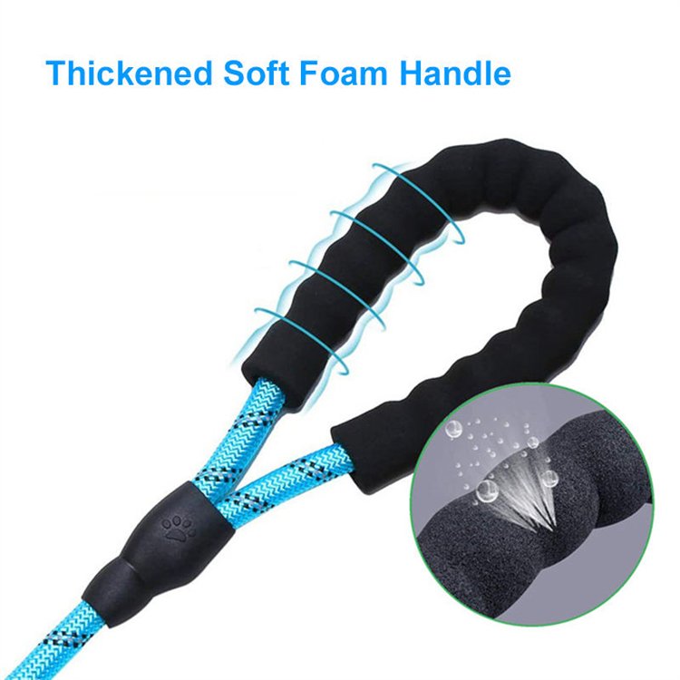 2024 Dropshipping Upgrade Pet Reflective Leash Round Traction Belt Foam Handle Free Walking Dog Rope Leash