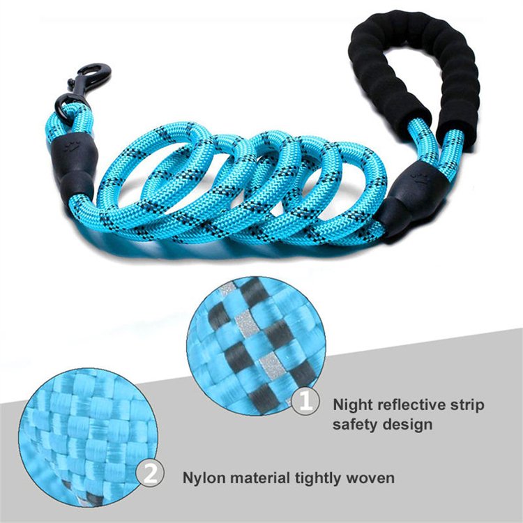 2024 Dropshipping Upgrade Pet Reflective Leash Round Traction Belt Foam Handle Free Walking Dog Rope Leash