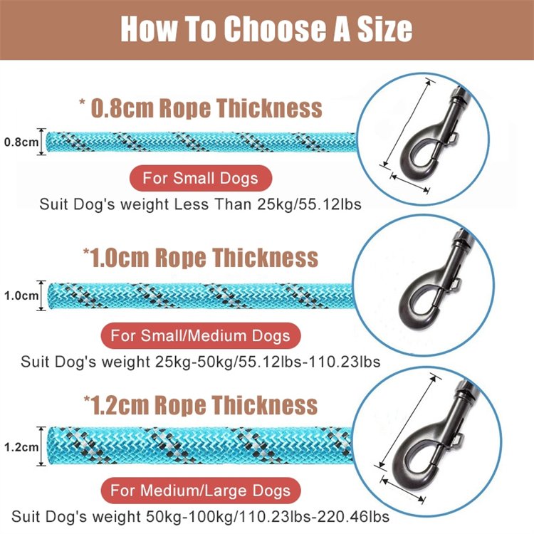 2024 Dropshipping Upgrade Pet Reflective Leash Round Traction Belt Foam Handle Free Walking Dog Rope Leash