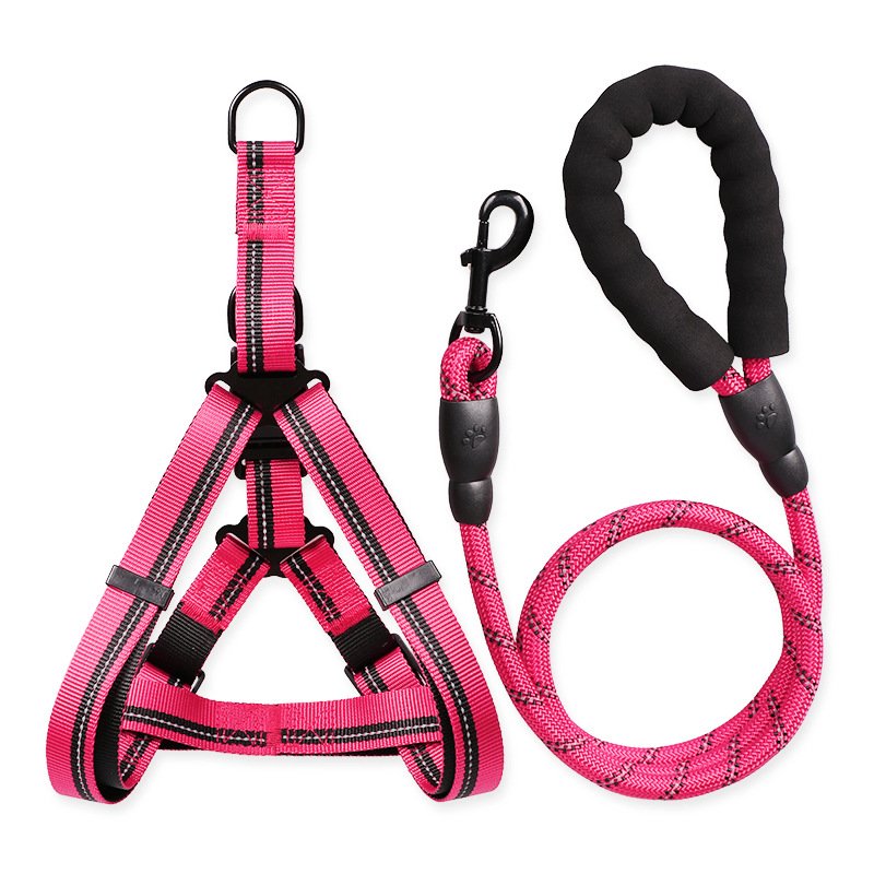Reflective Sublimation Step In Dog Harness Adjustable Arnes Correa De Perro Fashion Pet Harness Dog Collar And Leash Set
