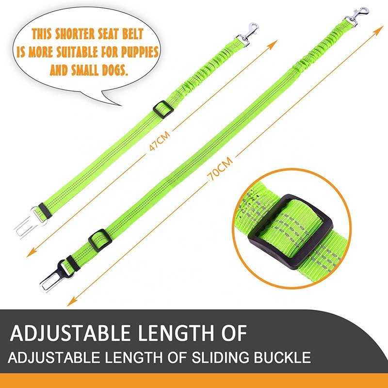 Customized Comfortable Reflective Dog Seat Belt Safe Pet Car Seat Belt Dog Bungee Leash
