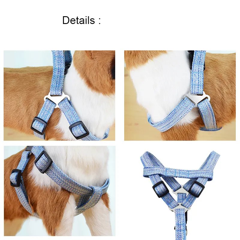 pet accessories flax cotton dog harness with leash set y shape dog harness with soft padded handle lead rope set