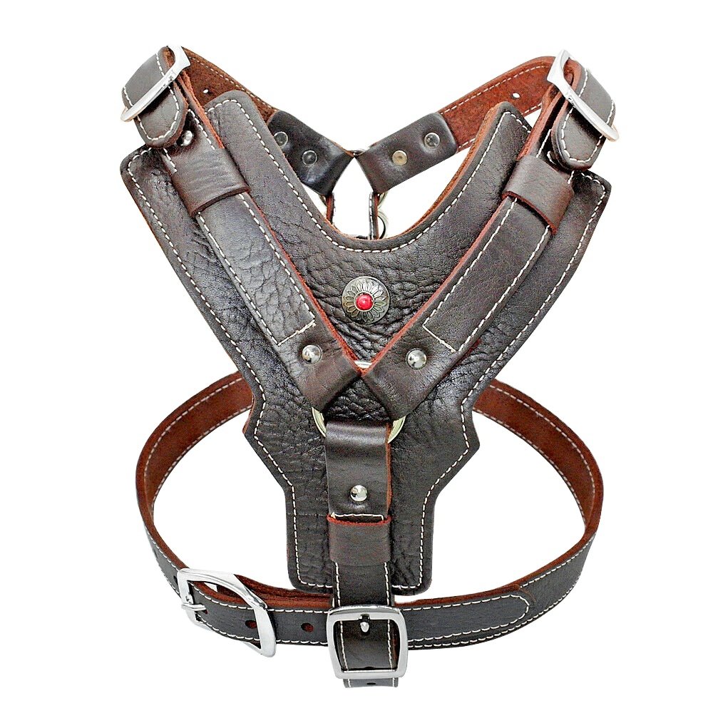 2024 Best Selling Pet Leather Dog Harness Big Dog Training Outdoor Cat Harness & Leash Vest OEM Service Customized Harness