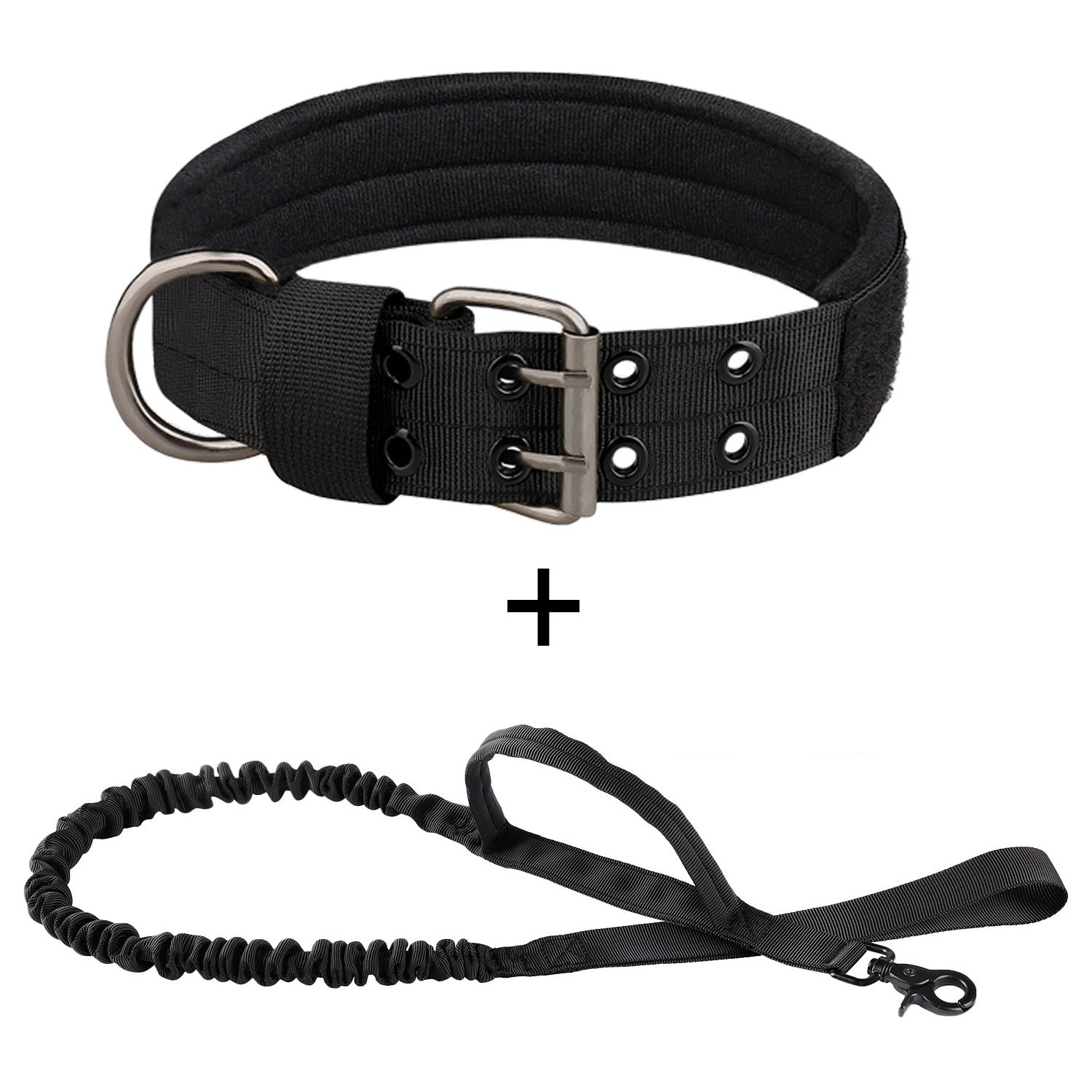 Factory Direct Heavy Duty Adjustable Tactical Dog Training Collar Leash Set With D Ring