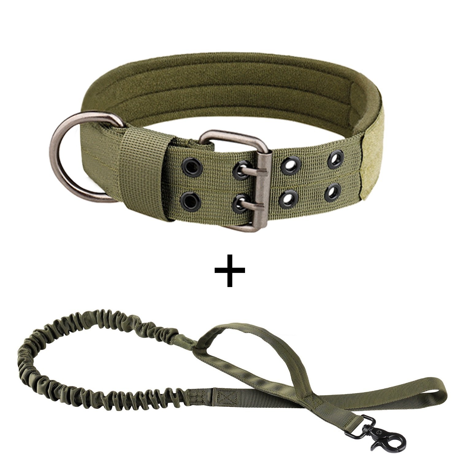 Factory Direct Heavy Duty Adjustable Tactical Dog Training Collar Leash Set With D Ring