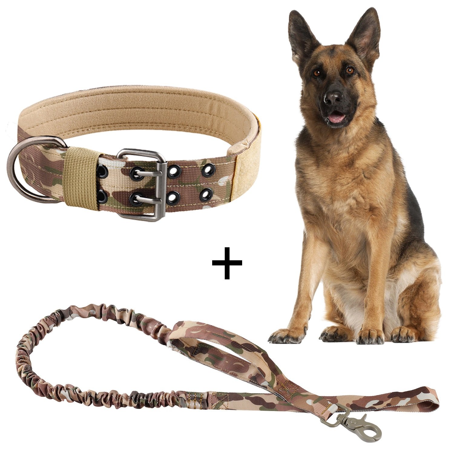 Factory Direct Heavy Duty Adjustable Tactical Dog Training Collar Leash Set With D Ring