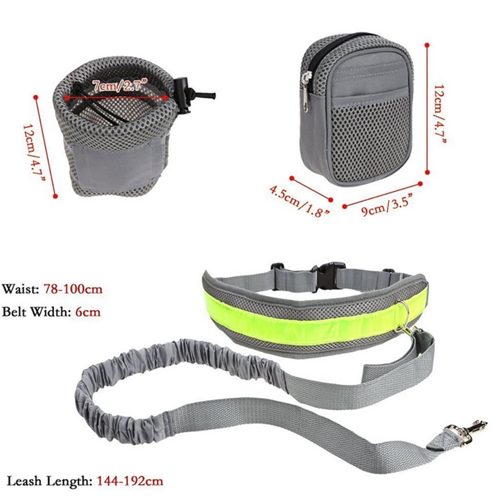 Custom 2 in 1 Elastic Training Reflective Adjustable Nylon Big Large Hands Free Waist Walk Running Lead Rope Pet Dog Leash