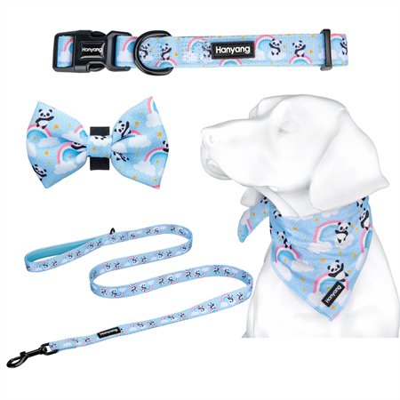 Pet Supplies Pet Collar Dog Collar leash Adjustable Custom Pet Dog Accessories Dog Collar And Leash Set With Bowtie Bandana