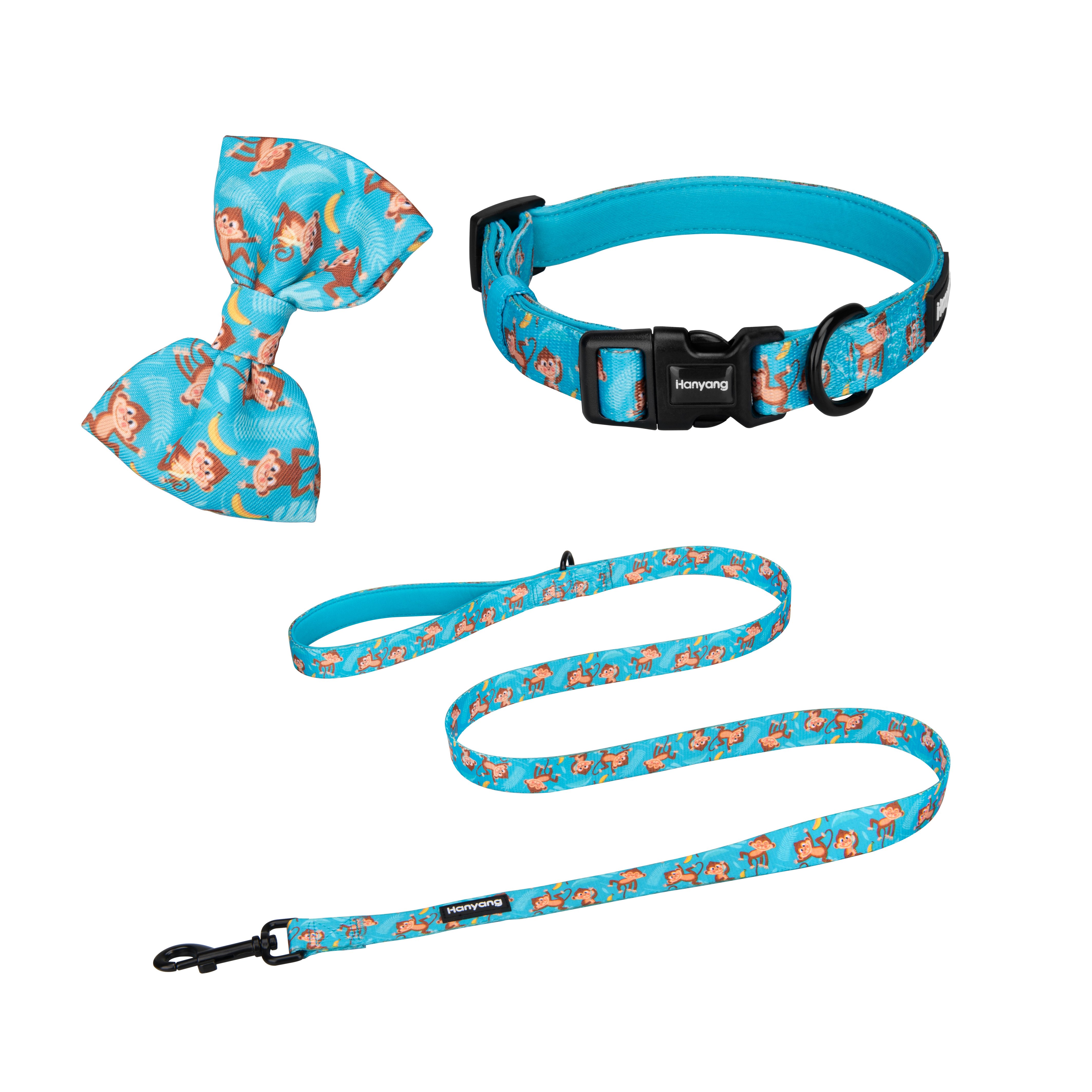 Pet Supplies Pet Collar Dog Collar leash Adjustable Custom Pet Dog Accessories Dog Collar And Leash Set With Bowtie Bandana