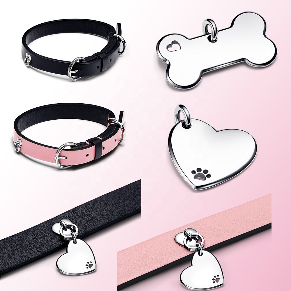 2022 New Factory Hot Sale Logo Fashion Adjustable Black Pink Leather Comfort Pet Dog Collar Wholesale