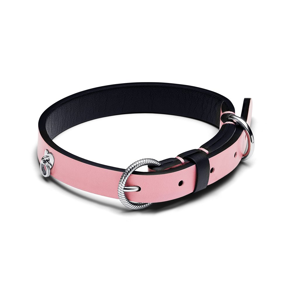 2022 New Factory Hot Sale Logo Fashion Adjustable Black Pink Leather Comfort Pet Dog Collar Wholesale